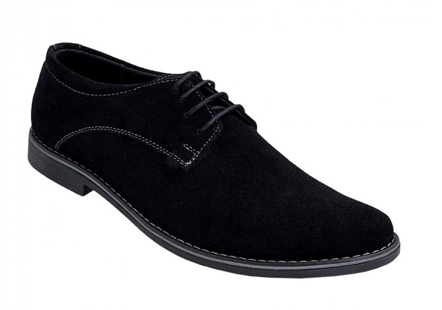 Pantofi barbati, casual, din piele naturala intoarsa, negru, VELN